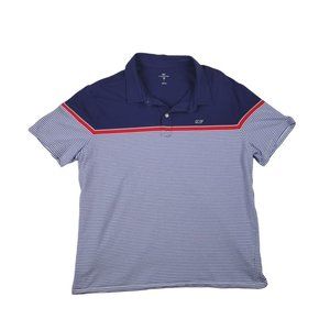 Vineyard Vine Shirt Men's Size Large Blue White Red Stripe Color Block Polo
